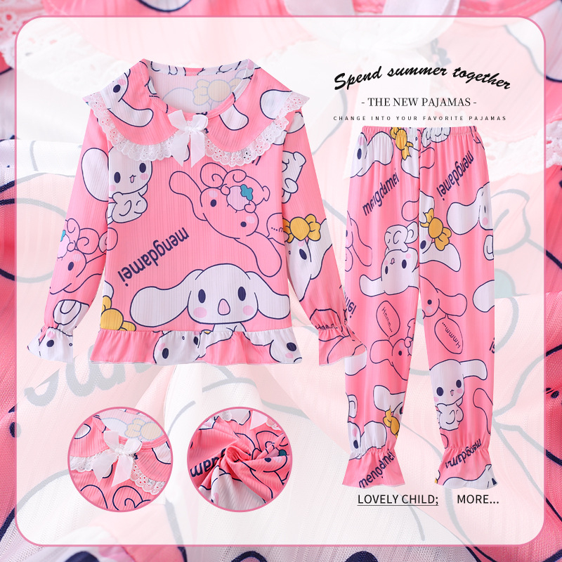 Bộ Đồ Ngủ Pijama Tay Dài In Họa Tiết Hoạt Hình Dễ Thương Cho Bé Gái