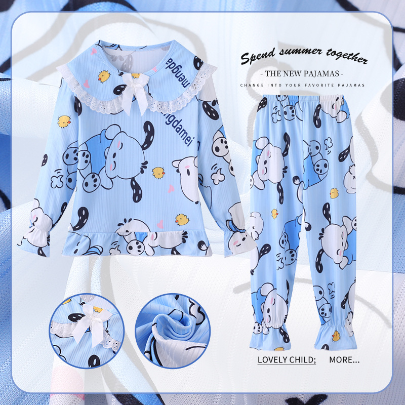 Bộ Đồ Ngủ Pijama Tay Dài In Họa Tiết Hoạt Hình Dễ Thương Cho Bé Gái