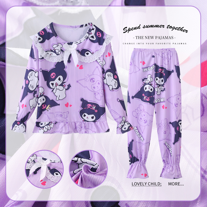Bộ Đồ Ngủ Pijama Tay Dài In Họa Tiết Hoạt Hình Dễ Thương Cho Bé Gái