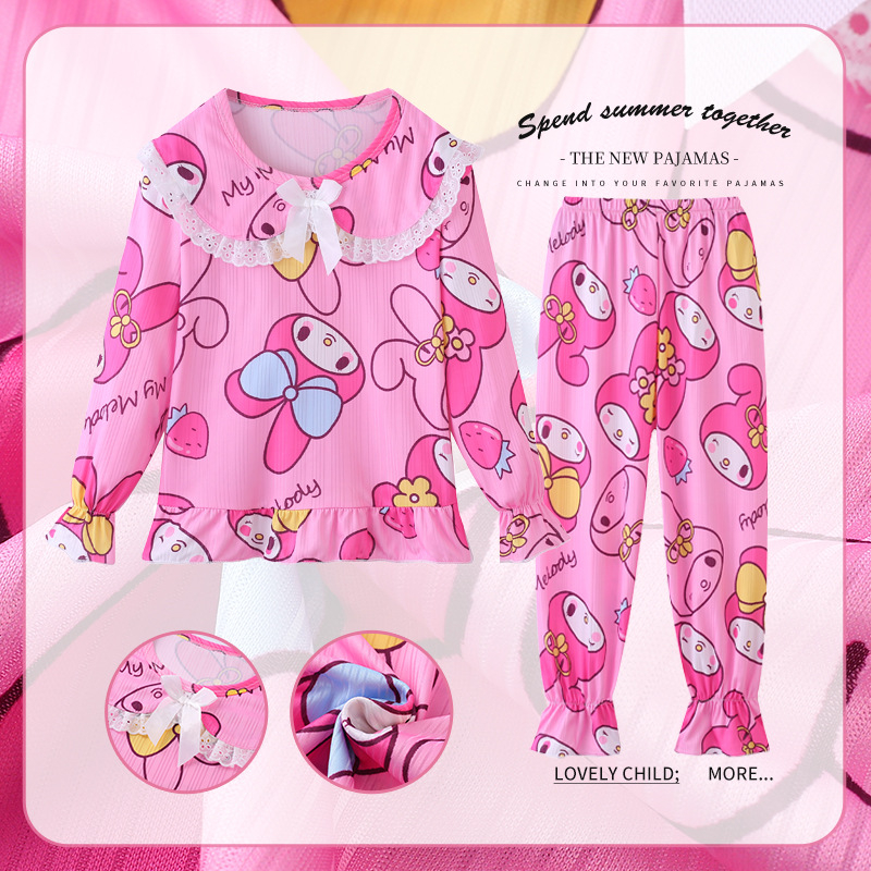 Bộ Đồ Ngủ Pijama Tay Dài In Họa Tiết Hoạt Hình Dễ Thương Cho Bé Gái