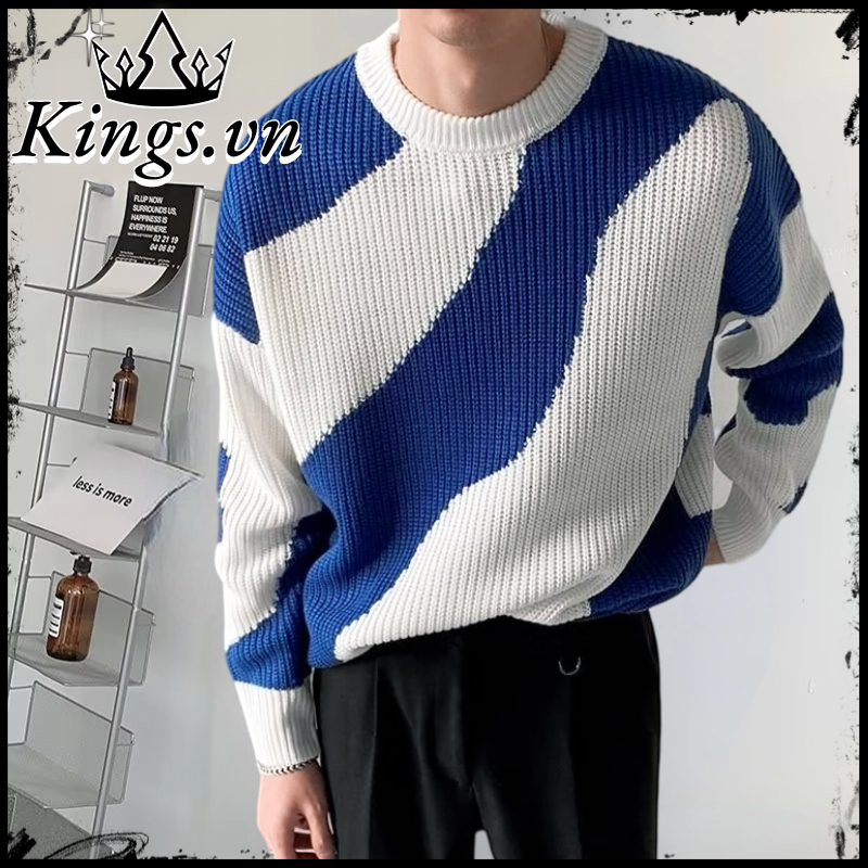 （ Tặng áo thun）Áo Sweater Dệt Kim Tay Dài Kiểu Retro Nhật Bản Thời Trang Thu Đông 2023 Cho Nam Sweater Dệt Kim Dáng Rộng Màu Sắc Tương Phản Phong Cách Hàn Quốc Cho Nam Giới