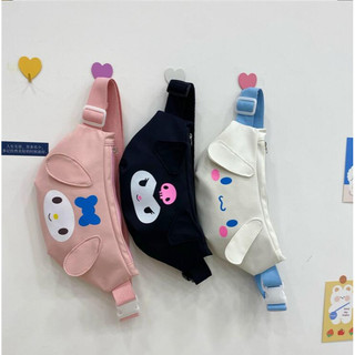 Kawaii Sanrio Đeo Ngang Cinnamoroll Ngực Túi Anime Kuromi Messenger Túi My Melody Eo Gói Túi Điện Thoại Di Động Ví Nữ