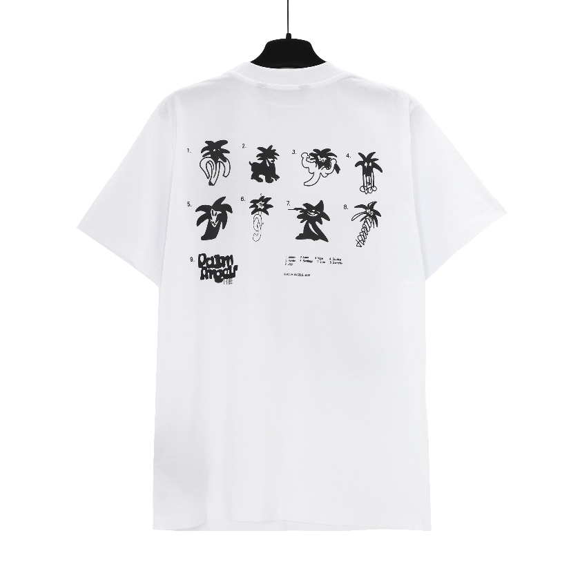 Áo Thun unisex Ngắn Tay In Họa Tiết Sau Lưng Phong Cách Đường Phố