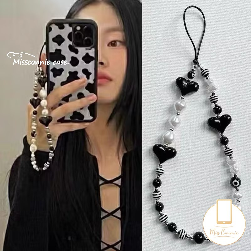 Dây Đeo Điện Thoại acrylic Ngọc Trai Hình Trái Tim / Bướm Xinh Xắn Cho Nữ