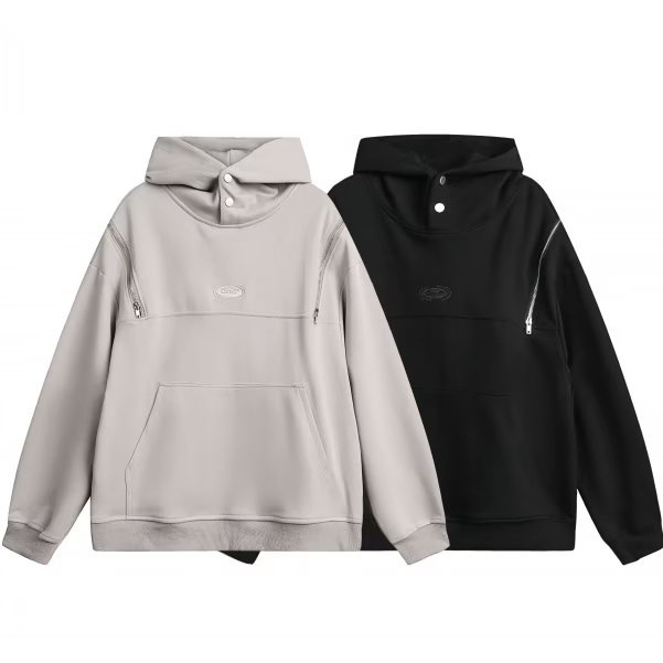 YOUTANG Áo Hoodie unisex Dáng Rộng Có Khóa Kéo Thiết Kế Đơn Giản Phong Cách retro Thu Đông Mới
