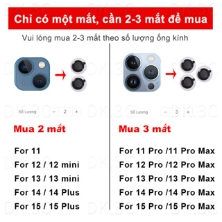 Kính Cường Lực Bảo Vệ Camera Sau Có Vòng Nhẫn Kim Loại Cho iPhone 15 11 12