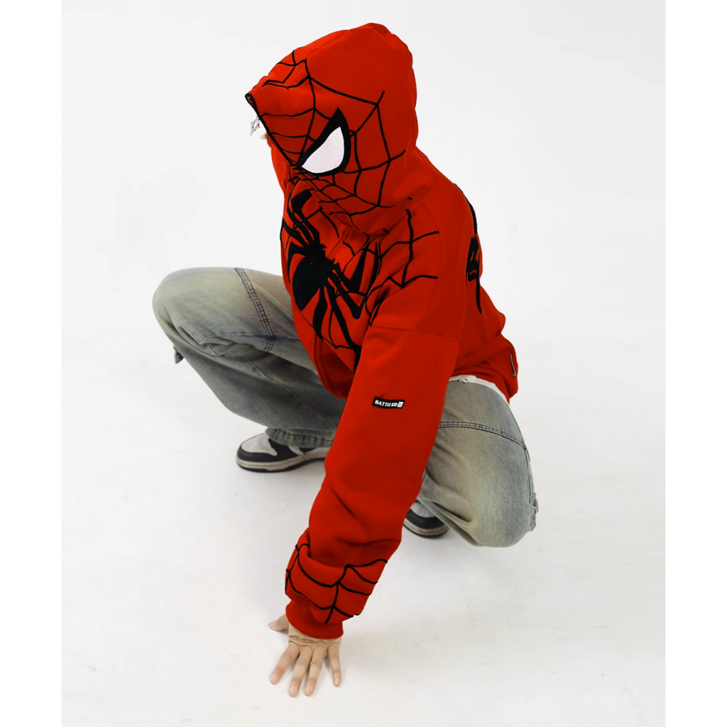 Áo Người Nhện Hoodie Nữ Áo Hoodie Dáng Rộng Thêu Hình Người Nhện Phong Cách retro Chất Lượng Cao Cho Nam Nữ