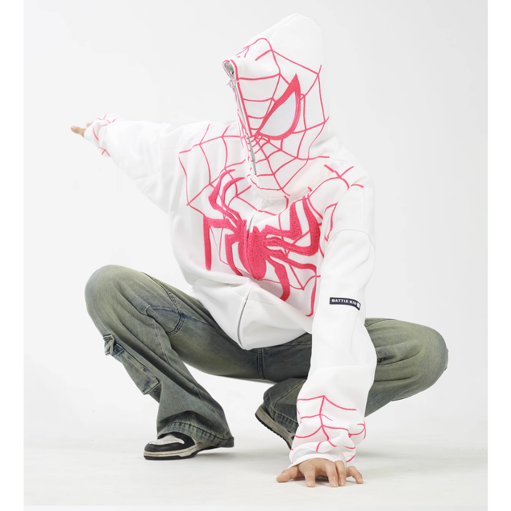 Áo Người Nhện Hoodie Nữ Áo Hoodie Dáng Rộng Thêu Hình Người Nhện Phong Cách retro Chất Lượng Cao Cho Nam Nữ