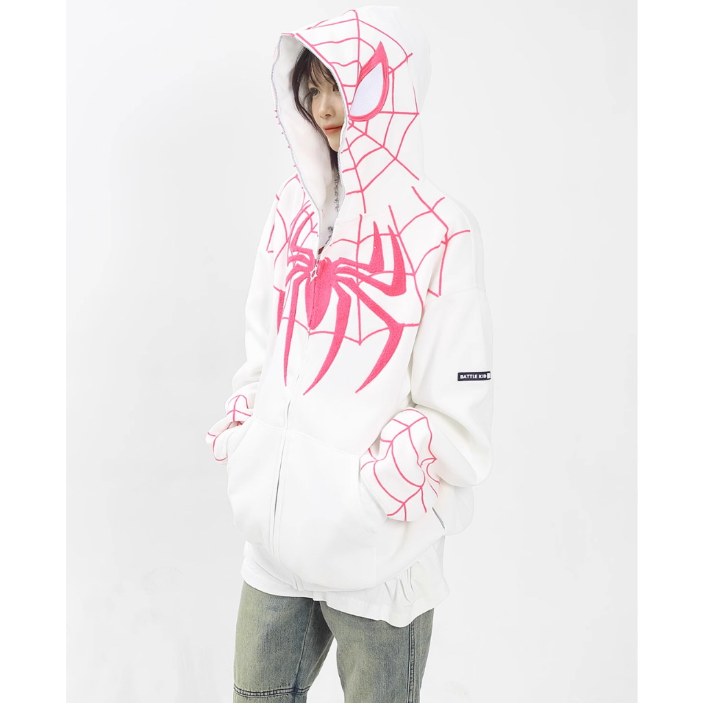 Áo Người Nhện Hoodie Nữ Áo Hoodie Dáng Rộng Thêu Hình Người Nhện Phong Cách retro Chất Lượng Cao Cho Nam Nữ