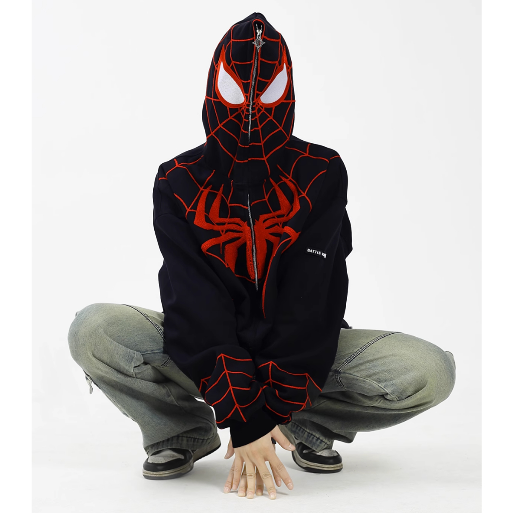 Áo Người Nhện Hoodie Nữ Áo Hoodie Dáng Rộng Thêu Hình Người Nhện Phong Cách retro Chất Lượng Cao Cho Nam Nữ
