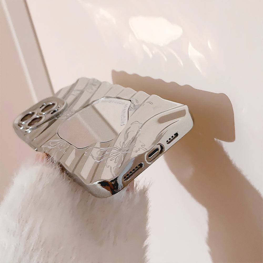 Ốp Điện Thoại Họa Tiết Bươm Bướm Màu Bạc Cho iphone xs 11 12 13 14 pro max