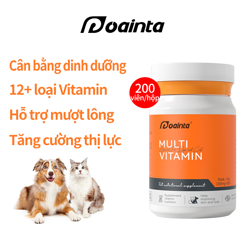 200 Viên vitamin tổng hợp PUAINTA bổ sung dưỡng chất ngăn ngừa bệnh ngoài da chống rụng lông cải thiện thị lực chó mèo