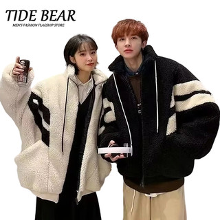 Tide bear áo khoác len lông cừu giữ ấm mùa thu đông phong cách hàn quốc cho cặp đôi