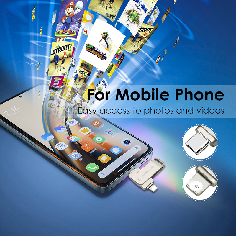 Ổ Đĩa flash 1tb 3 Trong 1 Bằng Kim Loại Chống Nước Tốc Độ Cao Cho iphone type-c android phone laptop / pc