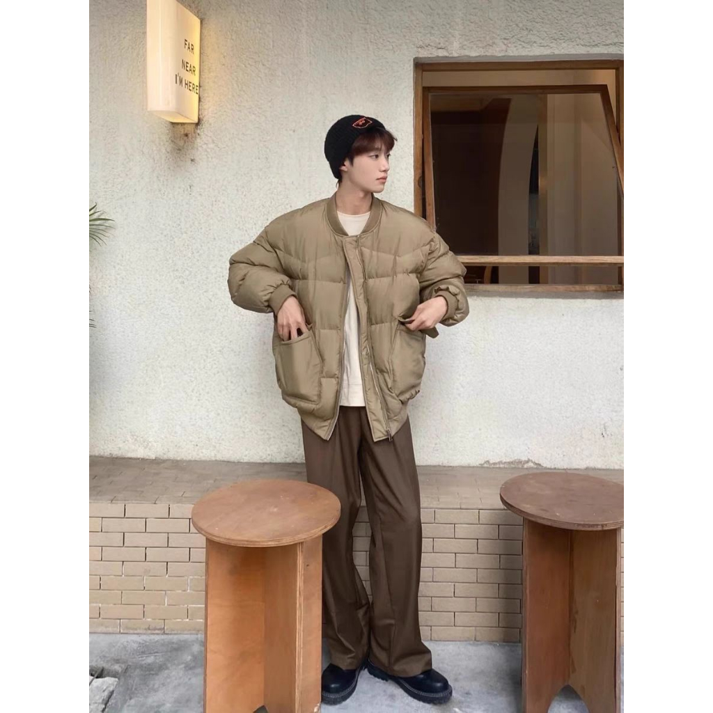 Eershenshi Áo Khoác cotton Dày Ngắn Dáng Rộng Đa Năng Thời Trang harajuku Nhật Bản Chất Lượng Cao Cho Nam