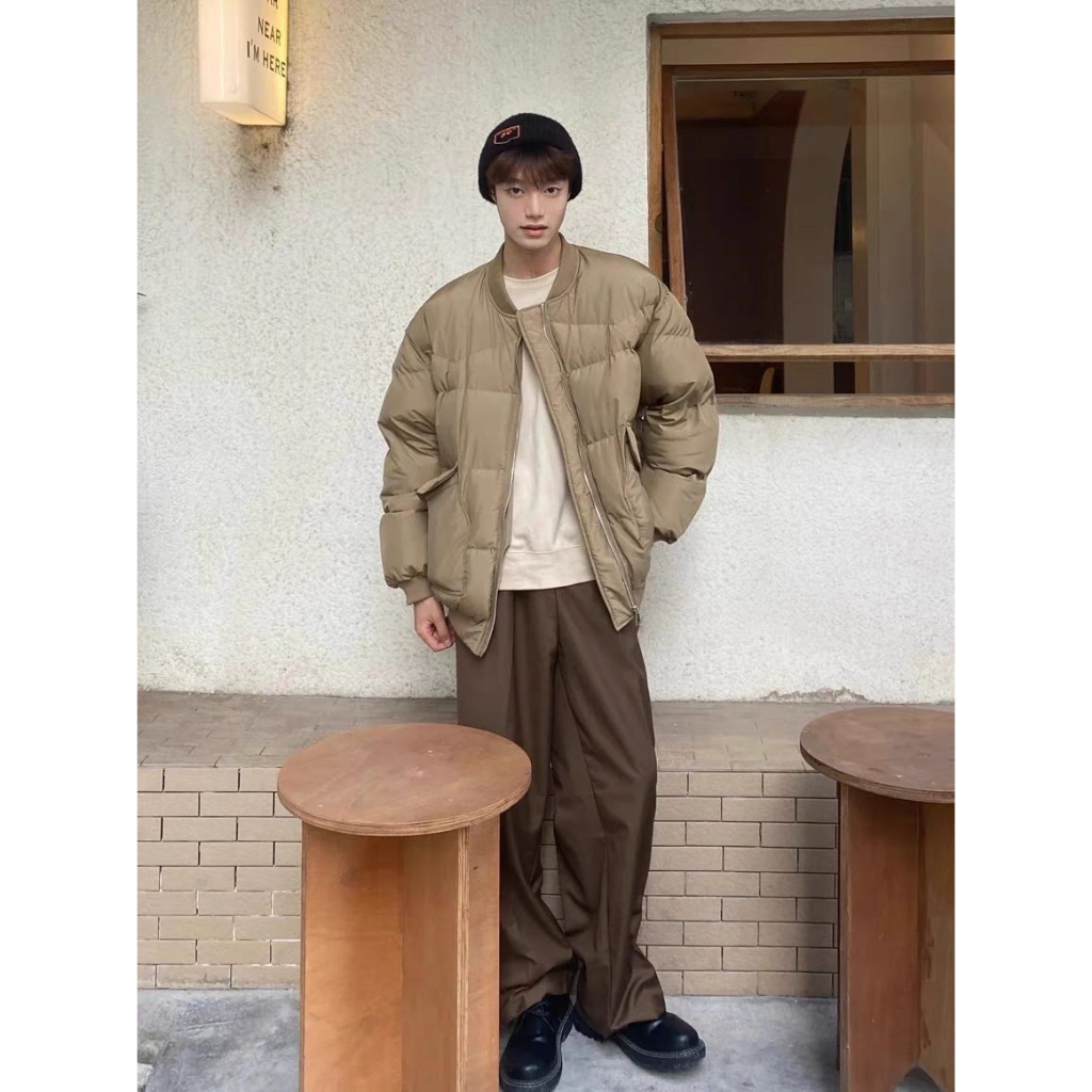 Eershenshi Áo Khoác cotton Dày Ngắn Dáng Rộng Đa Năng Thời Trang harajuku Nhật Bản Chất Lượng Cao Cho Nam