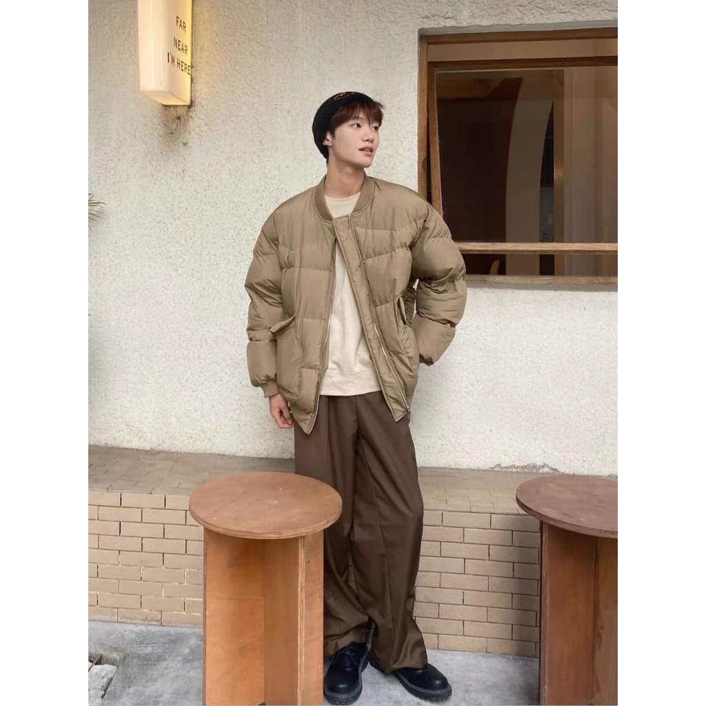 Eershenshi Áo Khoác cotton Dày Ngắn Dáng Rộng Đa Năng Thời Trang harajuku Nhật Bản Chất Lượng Cao Cho Nam