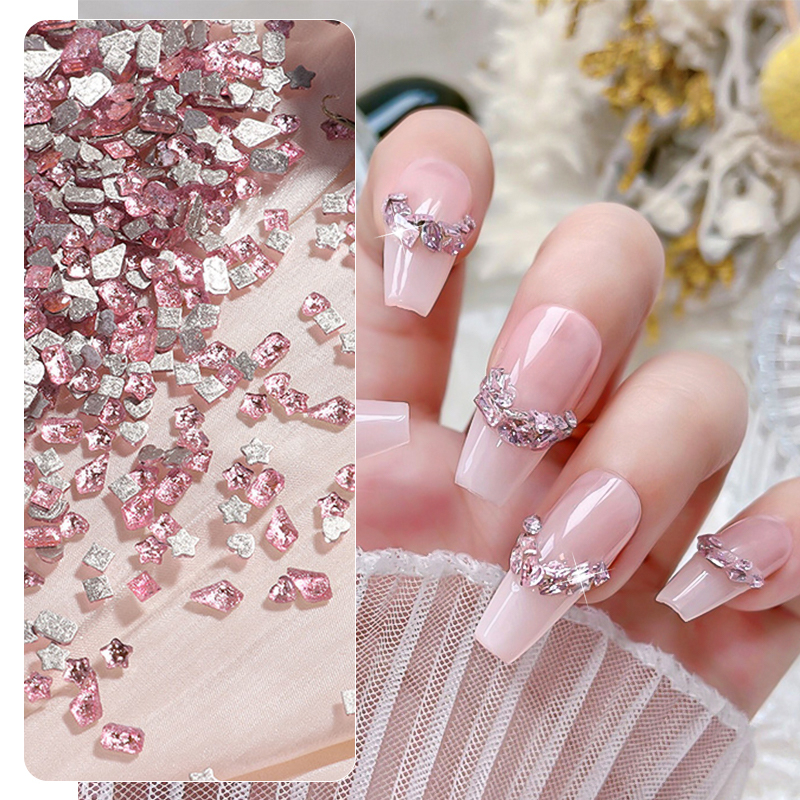 Bộ 50 Hạt Đính Trang Trí Móng Tay Hình Trái Tim / Ngôi Sao / Bướm / Đá Pha Lê Lấp Lánh