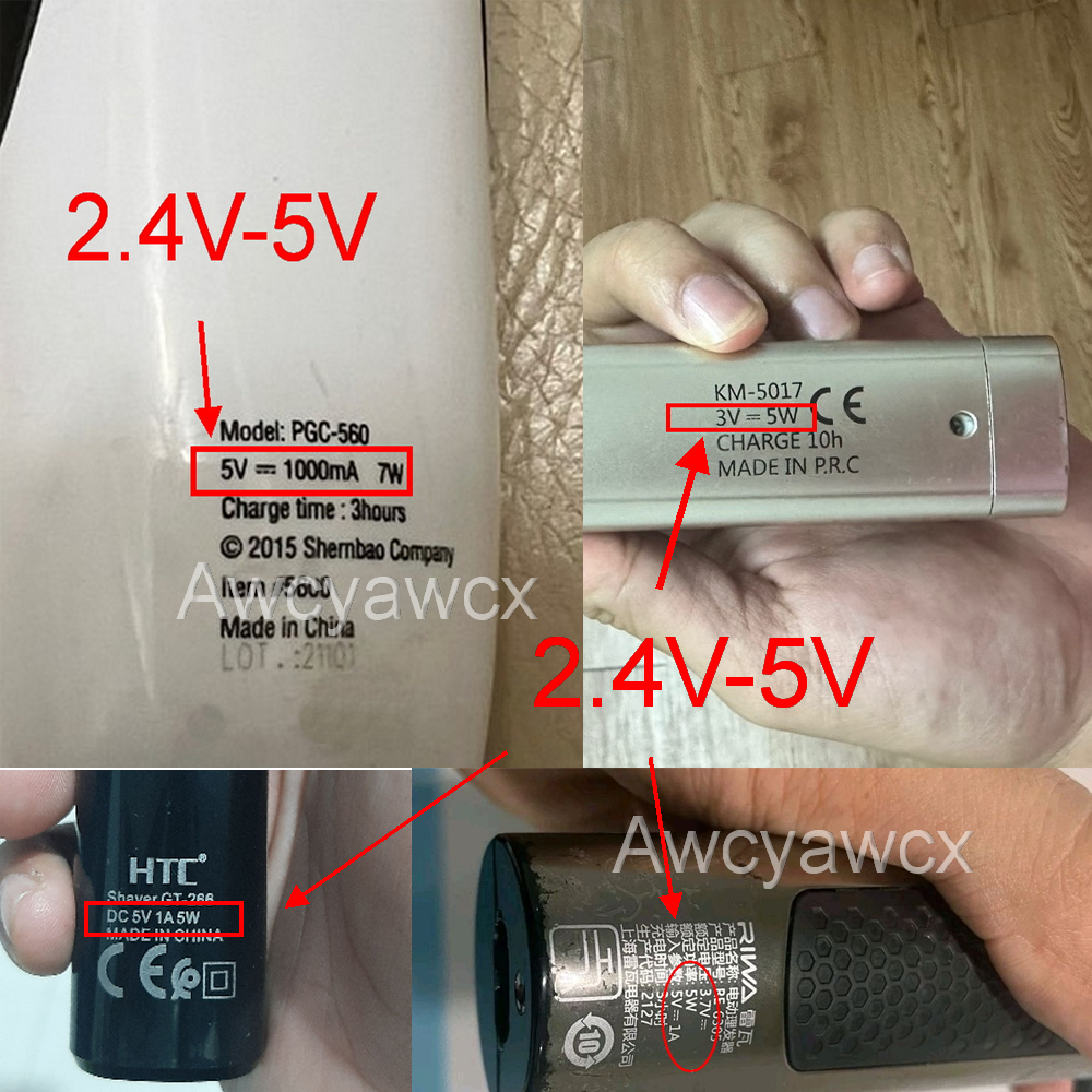 WAHL Dây Cáp Sạc USB 2.4V 3V 3.6V 3.7V 4.2V 4.3V 5V 2 Chấu Chuyên Dụng Cho Tông Đơ Xiaomi Mijia