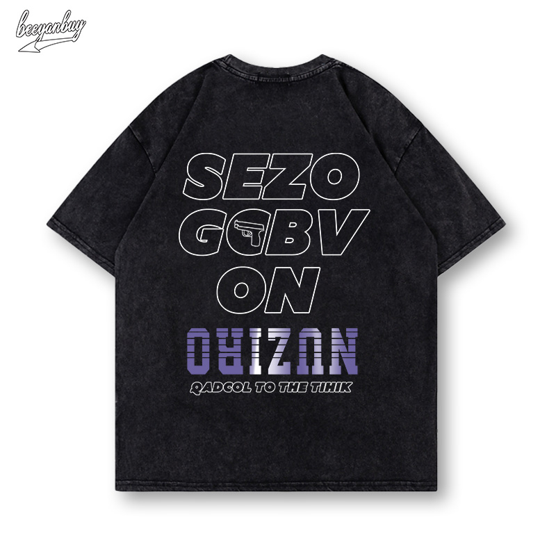 Áo thun nam BEEYANBUY Y0459 100% cotton wash tay lỡ màu đen vintage unisex local brand