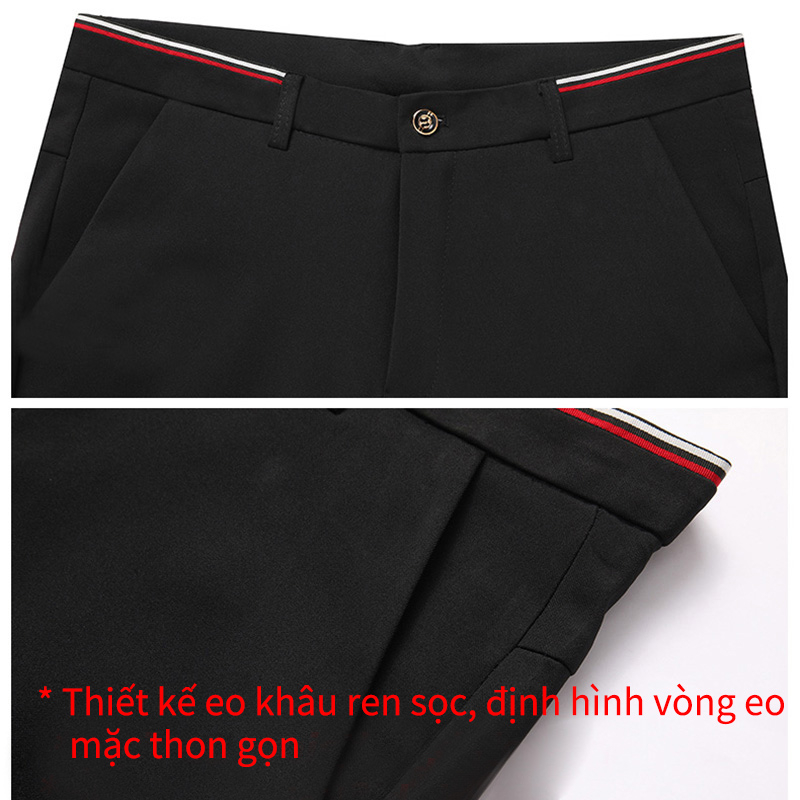 Quần âu nam Hàn Quốc quần tây nam đen dáng ôm vải co giãn không nhăn Cao Cấp