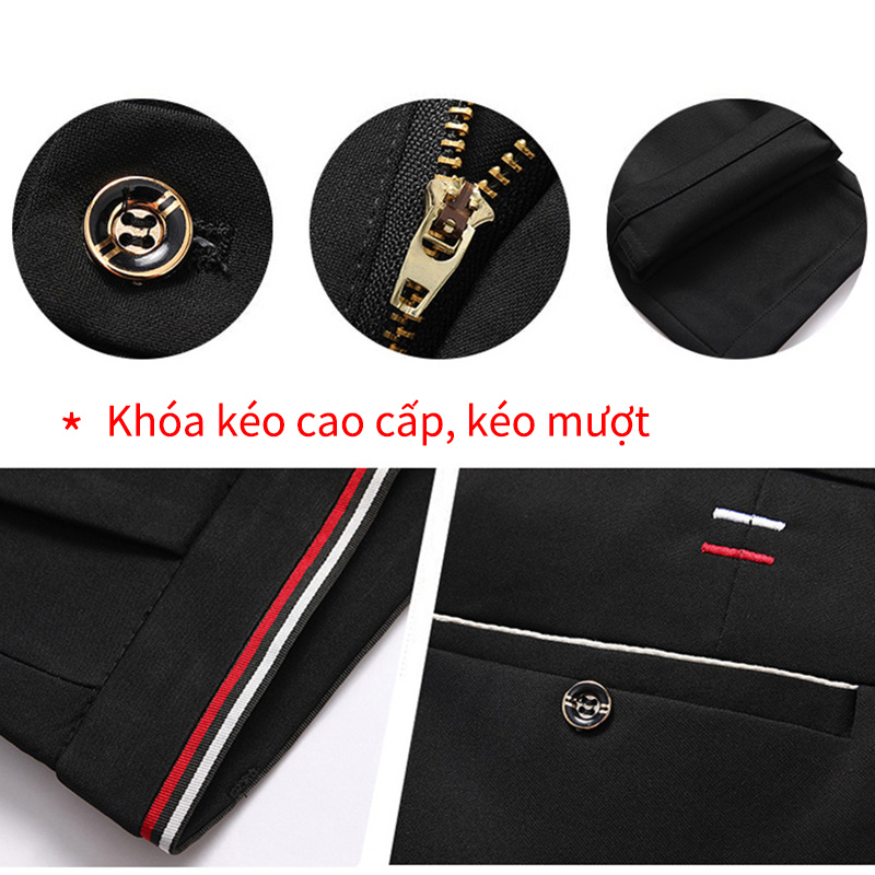 Quần âu nam Hàn Quốc quần tây nam đen dáng ôm vải co giãn không nhăn Cao Cấp
