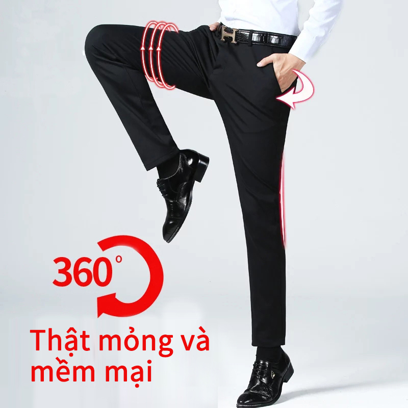 Quần âu nam Hàn Quốc quần tây nam đen dáng ôm vải co giãn không nhăn Cao Cấp