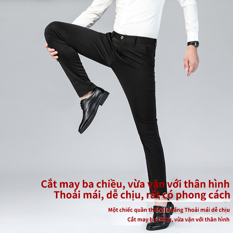 Quần âu nam Hàn Quốc quần tây nam đen dáng ôm vải co giãn không nhăn Cao Cấp