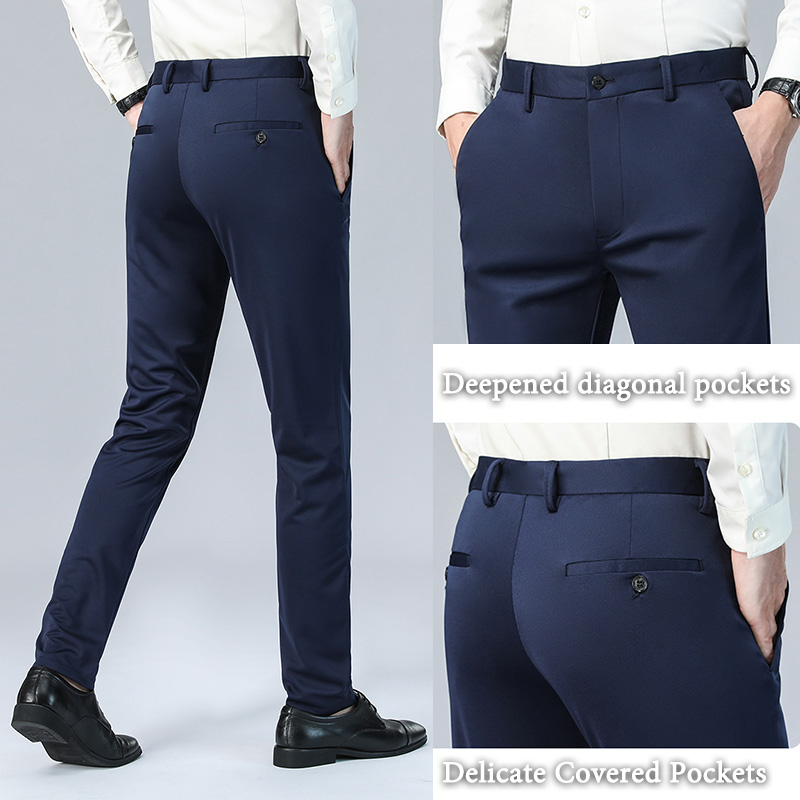 Quần âu nam Hàn Quốc quần tây nam đen dáng ôm vải co giãn không nhăn Cao Cấp