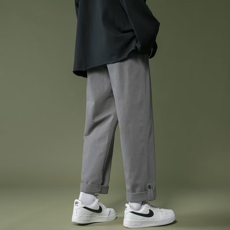 Quần Dài Thể Thao Ống Suông Rộng Màu Trơn Thời Trang Mùa Thu Kiểu Mới Cho Nam