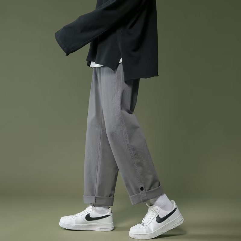 Quần Dài Thể Thao Ống Suông Rộng Màu Trơn Thời Trang Mùa Thu Kiểu Mới Cho Nam
