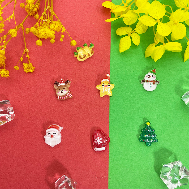 50 Phụ kiện trang trí móng tay ROU BAO chủ đề Giáng sinh đáng yêu