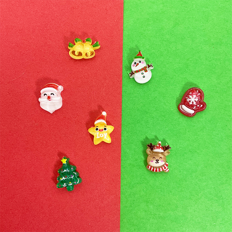 50 Phụ kiện trang trí móng tay ROU BAO chủ đề Giáng sinh đáng yêu