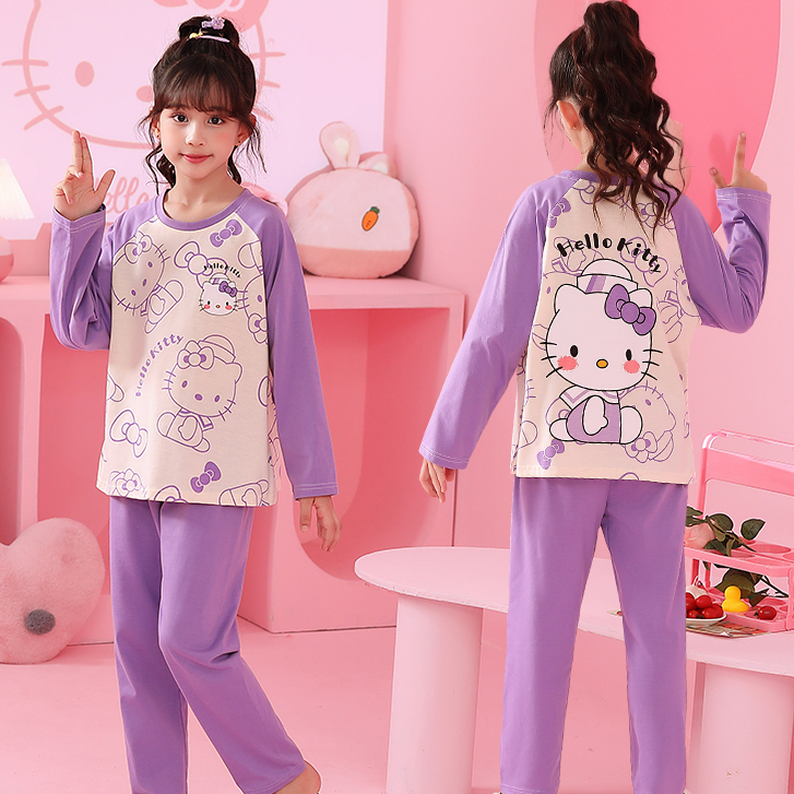 Dễ Thương Bộ Đồ Ngủ Pijama Tay Dài In Hình Gấu Đáng Yêu Cho Bé Gái