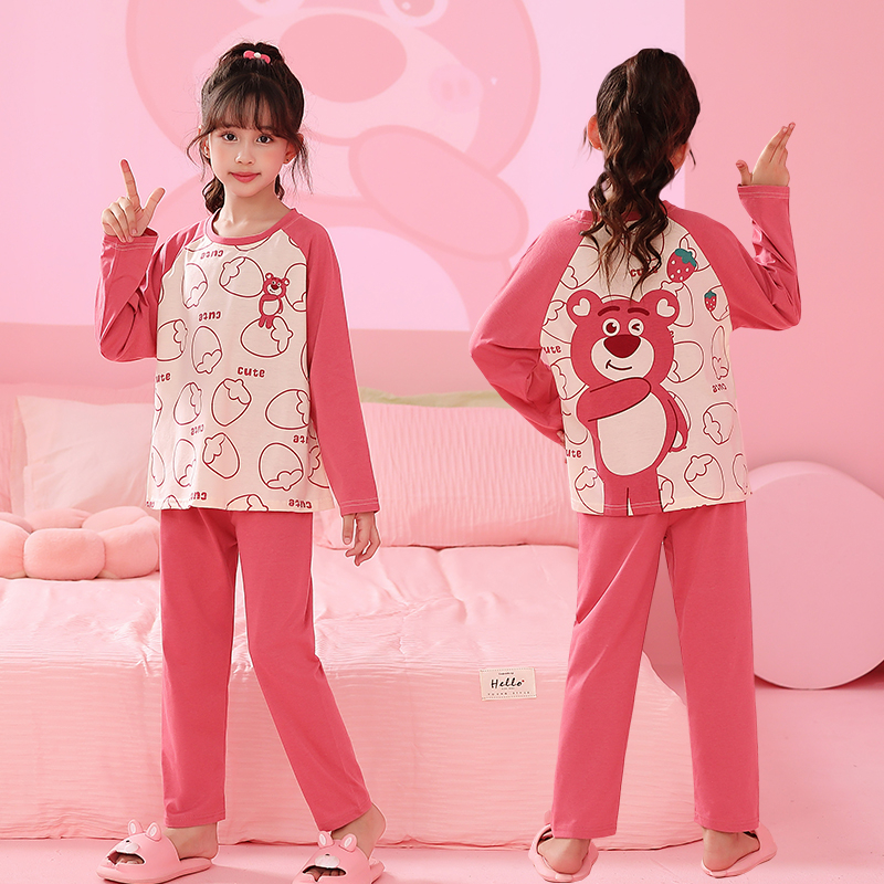 Dễ Thương Bộ Đồ Ngủ Pijama Tay Dài In Hình Gấu Đáng Yêu Cho Bé Gái