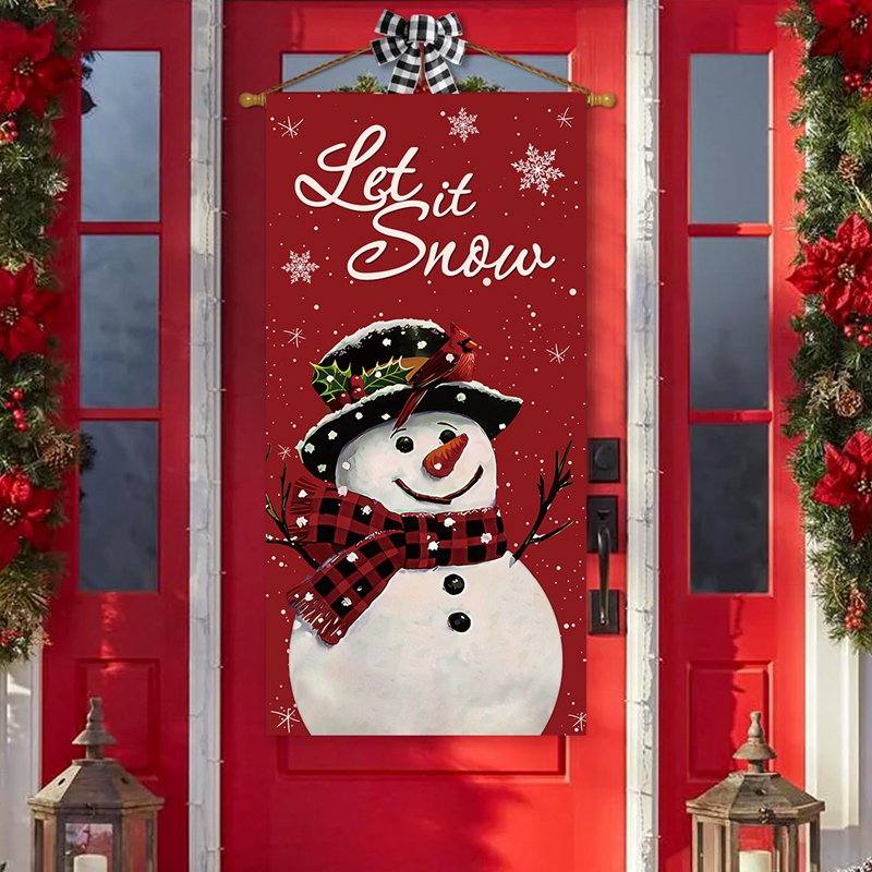 Rèm Cửa 60 * 120cm Họa Tiết Người Tuyết 2 Kiểu Để Trang Trí Giáng Sinh 2023