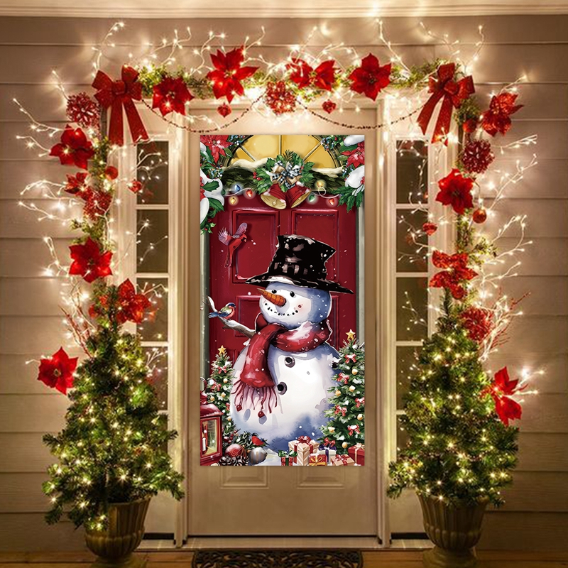 Rèm Cửa 60 * 120cm Họa Tiết Người Tuyết 2 Kiểu Để Trang Trí Giáng Sinh 2023