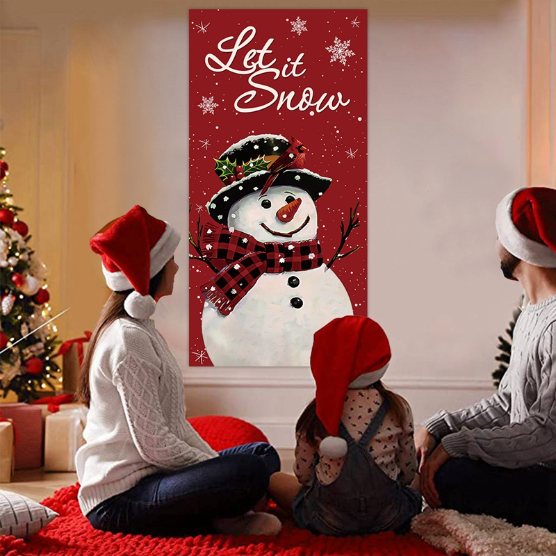 Rèm Cửa 60 * 120cm Họa Tiết Người Tuyết 2 Kiểu Để Trang Trí Giáng Sinh 2023