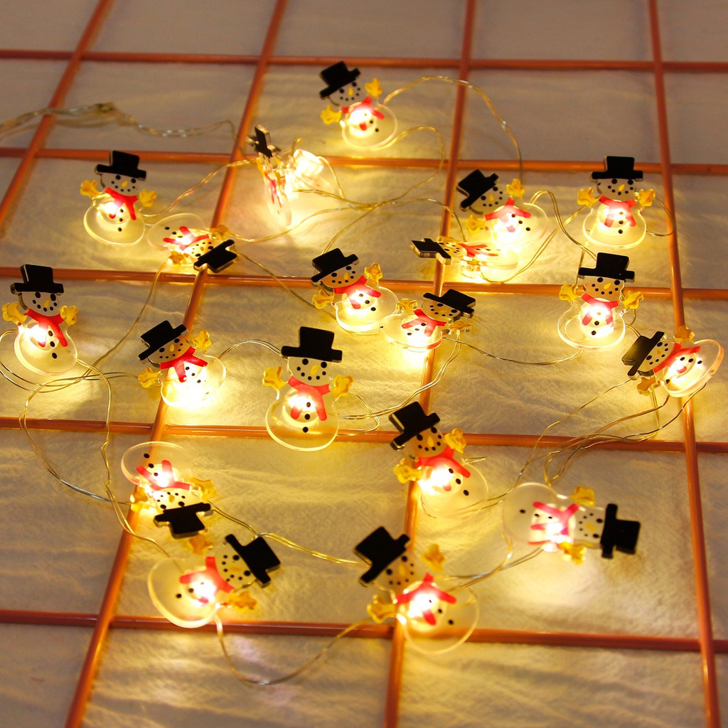 Dây Đèn led 2m 20 Bóng Hình Ông Già Noel / Người Tuyết / Tuần Lộc Trang Trí Cây Thông Giáng Sinh Năm Mới