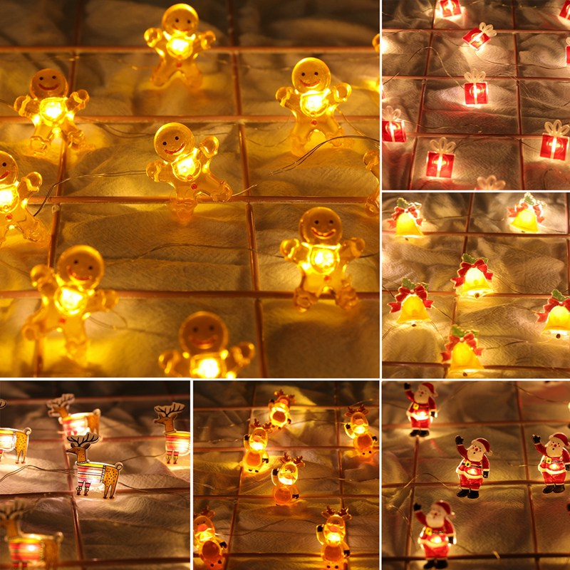 Dây Đèn led 2m 20 Bóng Hình Ông Già Noel / Người Tuyết / Tuần Lộc Trang Trí Cây Thông Giáng Sinh Năm Mới