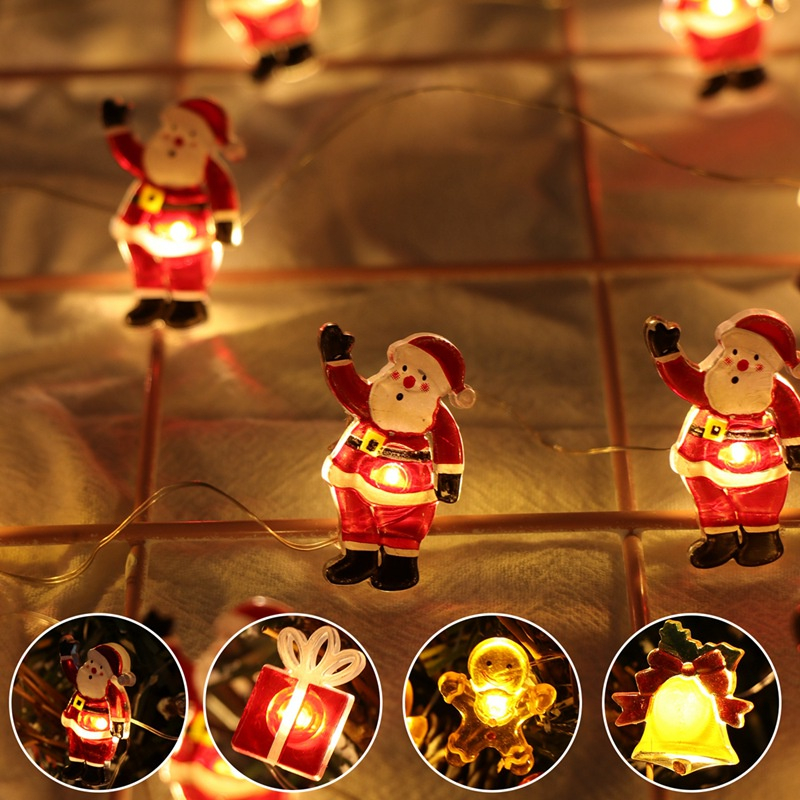 Dây Đèn led 2m 20 Bóng Hình Ông Già Noel / Người Tuyết / Tuần Lộc Trang Trí Cây Thông Giáng Sinh Năm Mới