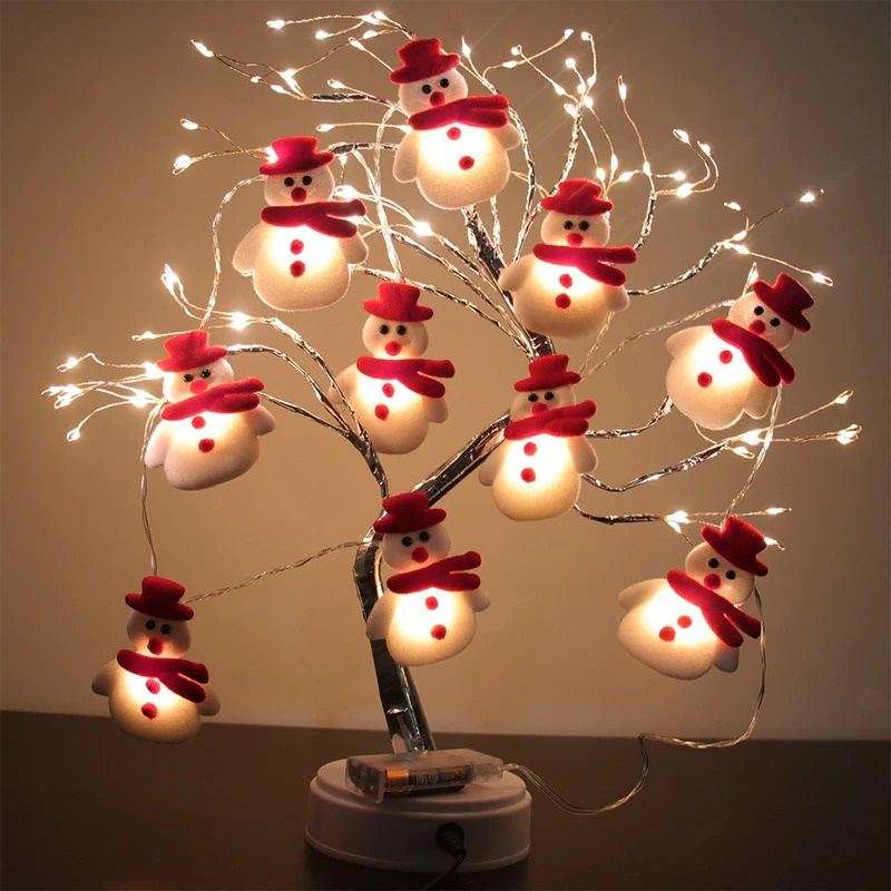 Dây Đèn led 2m 20 Bóng Hình Ông Già Noel / Người Tuyết / Tuần Lộc Trang Trí Cây Thông Giáng Sinh Năm Mới