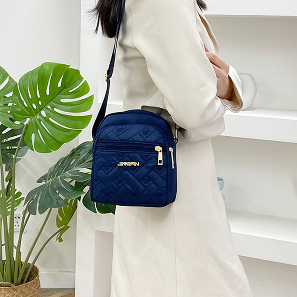 Túi Đeo Chéo Nhiều Ngăn Bằng Nylon Đơn Giản