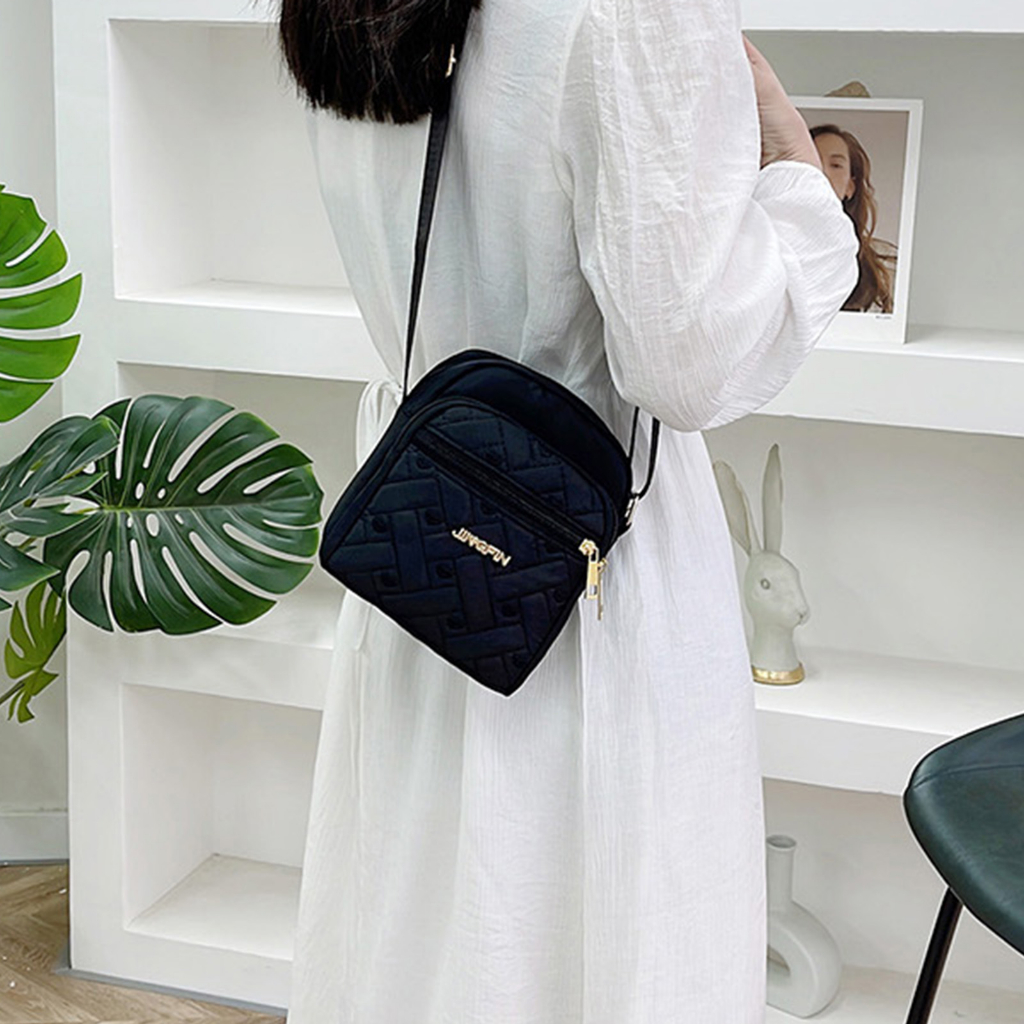 Túi Đeo Chéo Nhiều Ngăn Bằng Nylon Đơn Giản