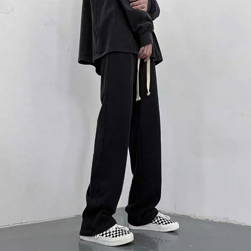 ♞Aff LIGA♞ Quần đen Thể Thao Ống Rộng Màu Trơn Thời Trang Mùa Thu 2023 Cho Nam Cách Hàn Quốc