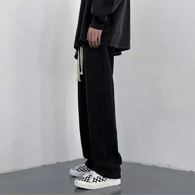 ♞Aff LIGA♞ Quần đen Thể Thao Ống Rộng Màu Trơn Thời Trang Mùa Thu 2023 Cho Nam Cách Hàn Quốc