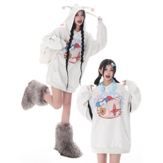 Áo Hoodie in Hình Hello Kitty Phong Cách retro Mỹ Dễ Thương Thời Trang Thu Đông Cho Nữ High quality