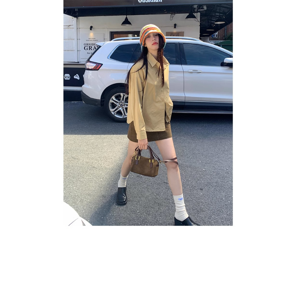 Honypove Túi Xách Da Lộn Đeo Vai Phong Cách retro Thời Trang Cao Cấp 2023