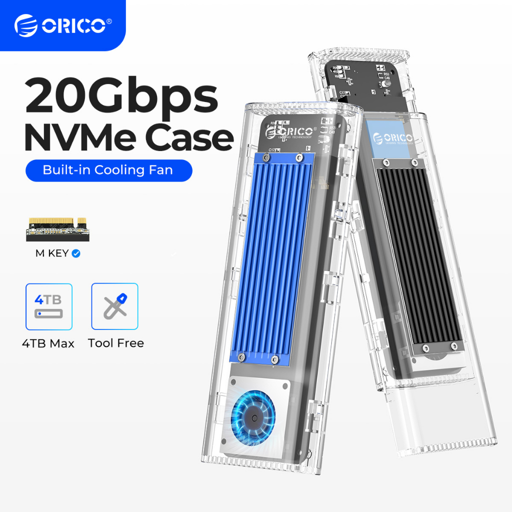 Hộp Đựng Ổ Cứng ORICO 20gbps m.2 nvme ssd Box Có Quạt Làm Mát usb 3.2 gen 2 x 2 pcie nvme 4tb (tcm2-g20)