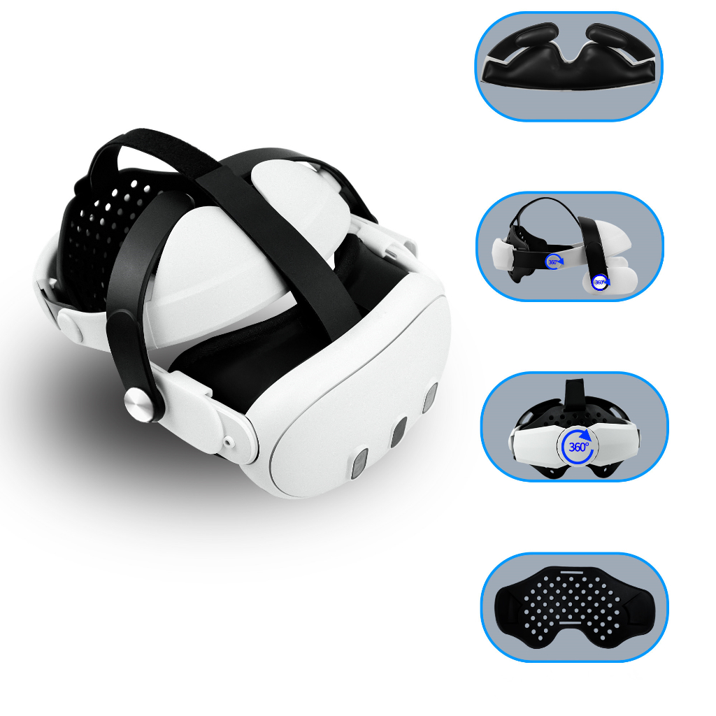 Dây Đeo Đầu Cho Meta quest 3 VR Kính Thực Tế Ảo Thoải Mái Băng Đô Có Thể Điều Chỉnh Meta quest3 Phụ 